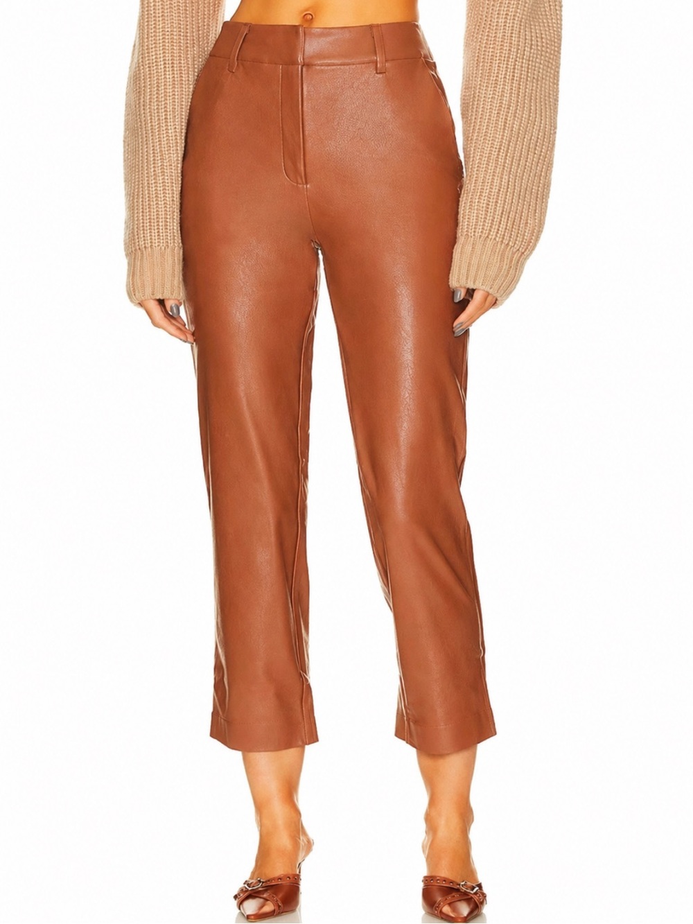 NWT! Commando Faux Leather 7/8 Trousers Cocoa Brown Size Small